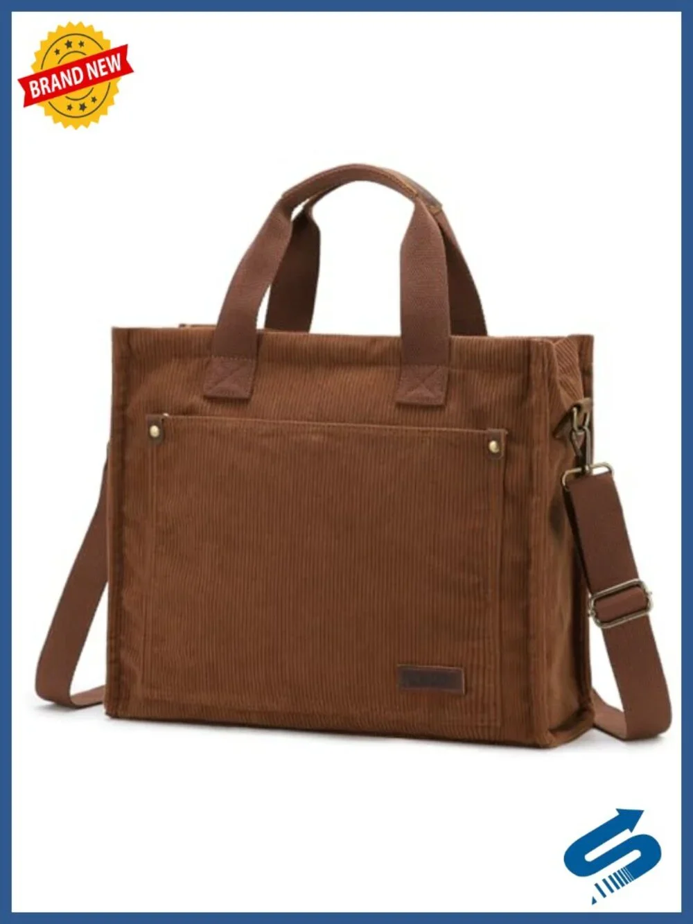 Corduroy Tote Bag for Women - Vintage Style, Zipper Pockets, Crossbody Shoulder